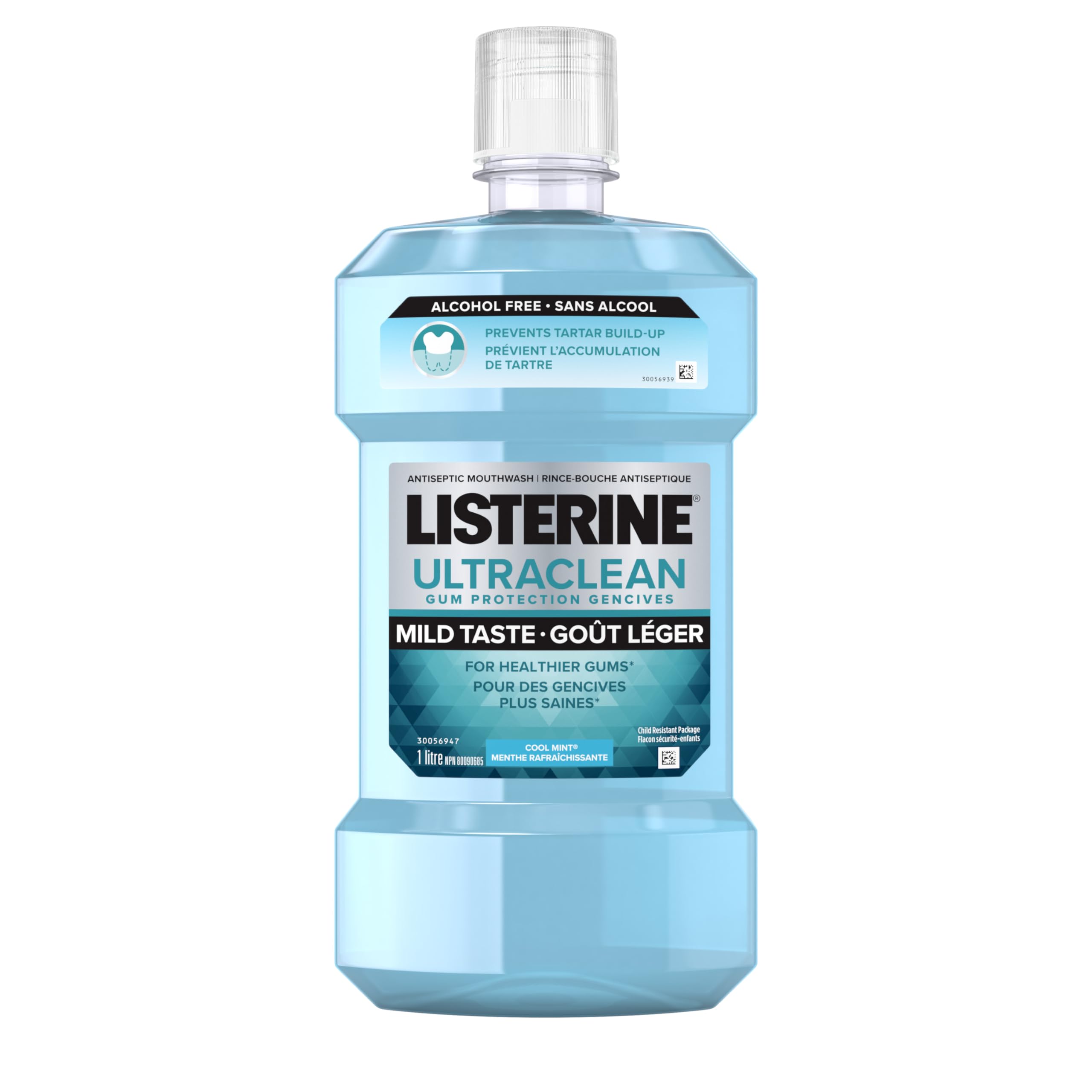 Listerine Ultraclean Mouthwash, alcohol free, gum protection for healthier gums, cool mint, 1L