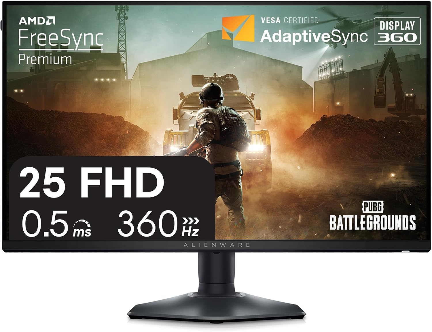 25 Gaming Monitor AW2523HF 24.5" IPS LED Full HD (1920 × 1080) 360Hz Display - AMD FreeSync - VESA - Monitor (USB, HDMI) Height/Tilt/Swivel/Pivot Adjustability - Dark side of the Moon