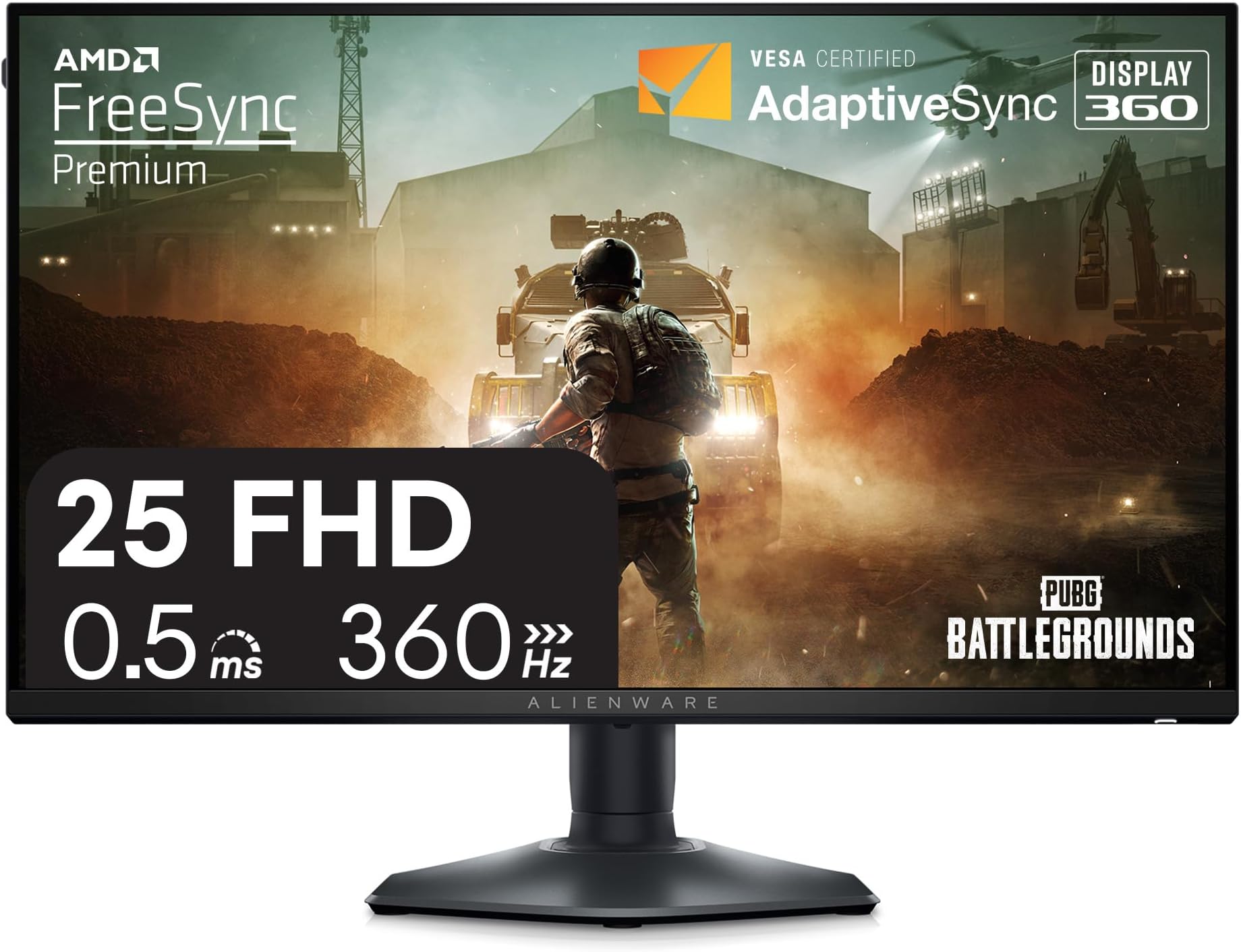 25 Gaming Monitor AW2523HF 24.5" IPS LED Full HD (1920 × 1080) 360Hz Display - AMD FreeSync - VESA - Monitor (USB, HDMI) Height/Tilt/Swivel/Pivot Adjustability - Dark side of the Moon