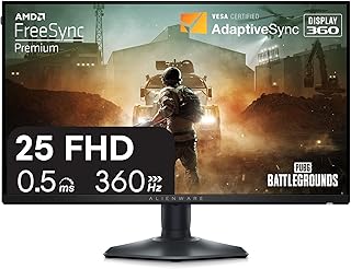 Alienware 25 Gaming Monitor AW2523HF 24.5" IPS LED Full HD (1920 × 1080) 360Hz Display - AMD FreeSync - VESA - Monitor (USB, HDMI) Height/Tilt/Swivel/Pivot Adjustability - Dark side of the Moon