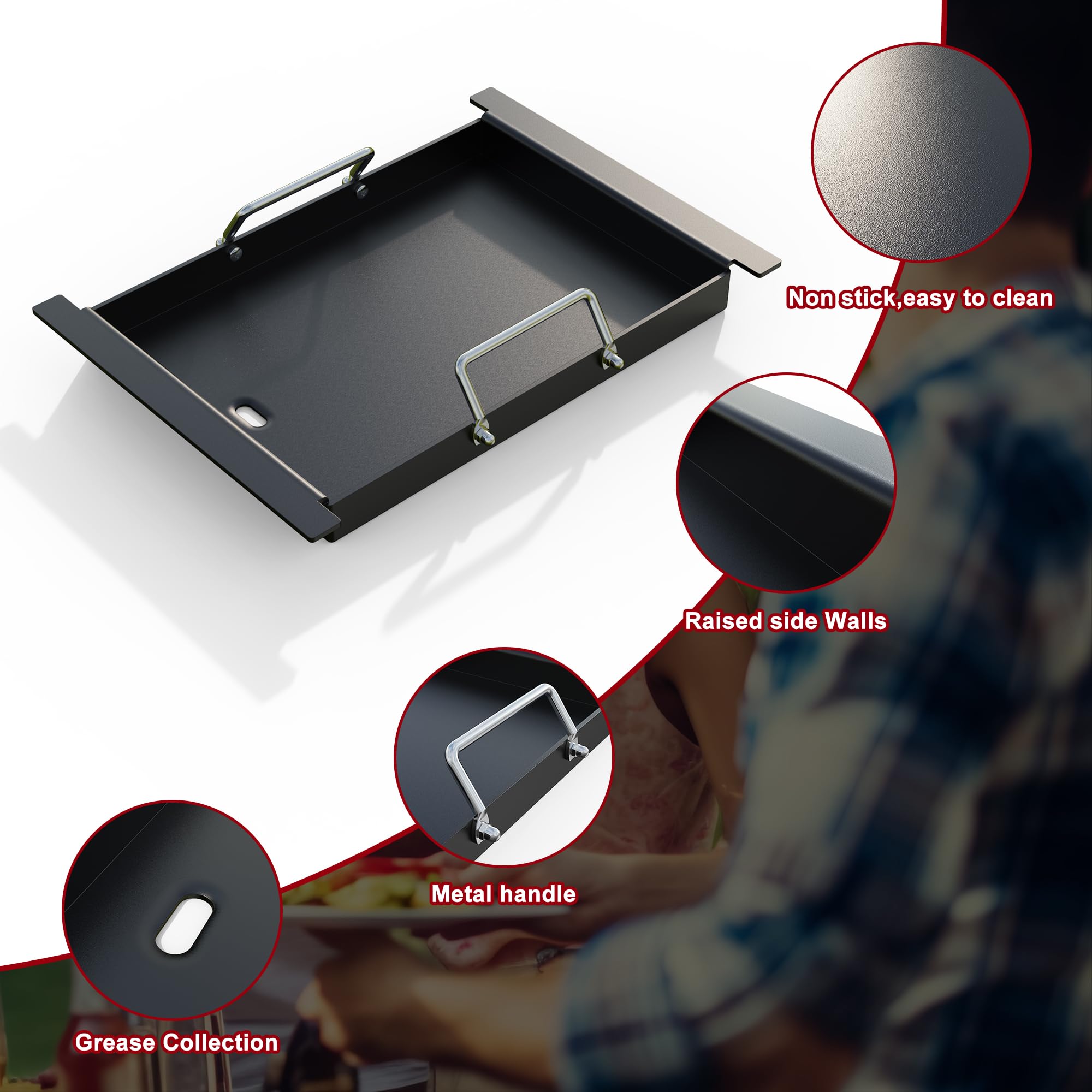 Piastra di mezza dimensione per parti di ricambio per griglia Ninja, piastra per griglie Ninja FlexFlame PG300, inserto per piastra in acciaio al carbonio compatibile con piastra Flex Flame