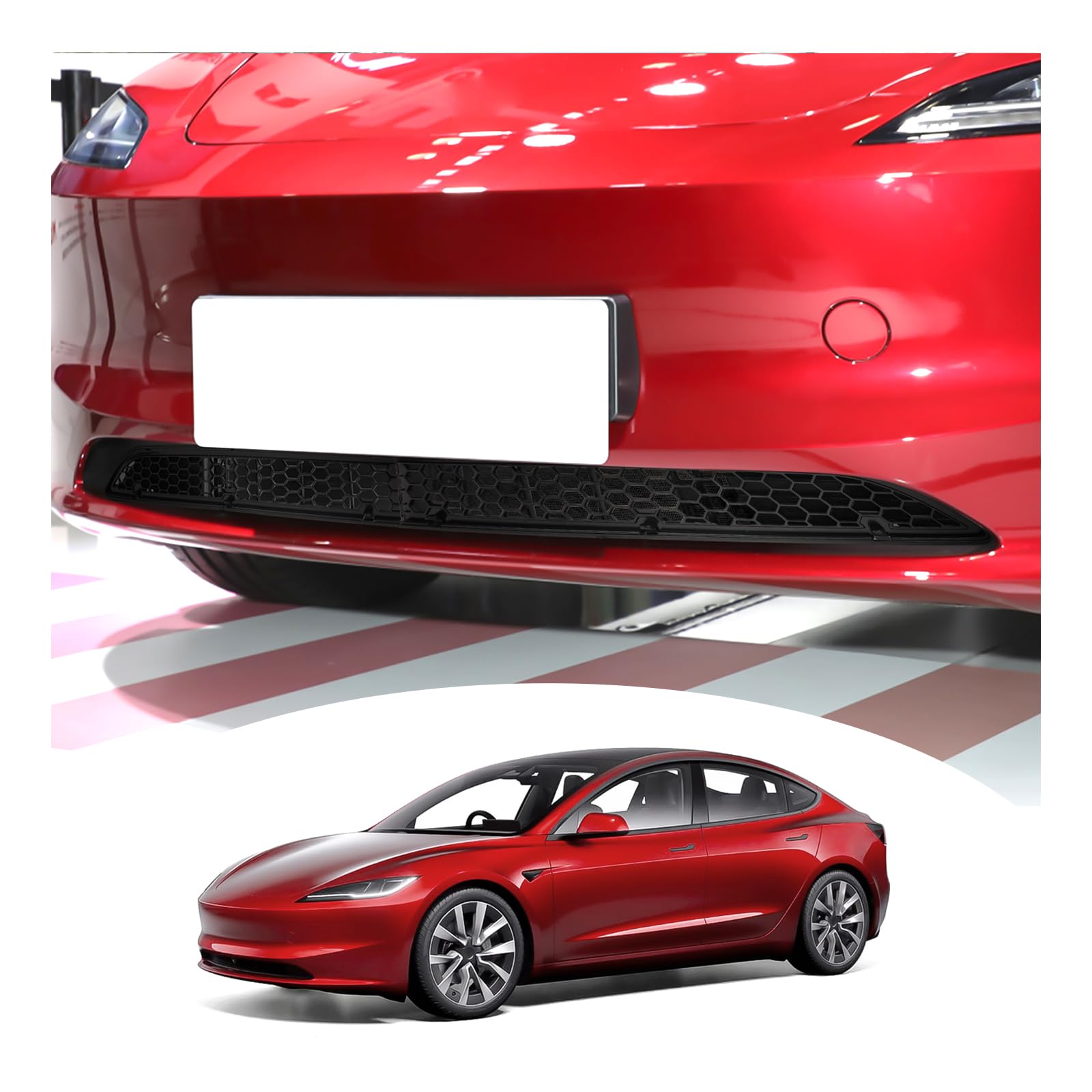 LFOTPP Osłona przedniej siatki do Tesla Model 3 Highland 2024-2025, wylot powietrza, zderzak, zamiennik kratki chłodnicy, akcesoria zewnętrzne
