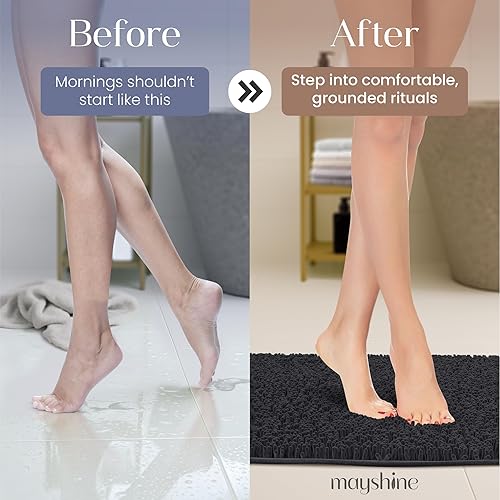 Miniatura 86 de Tapete de baño extra largo de felpilla suave, tapete de microfibra absorbente, lavable a máquina y antideslizante para puerta, baño, habitación