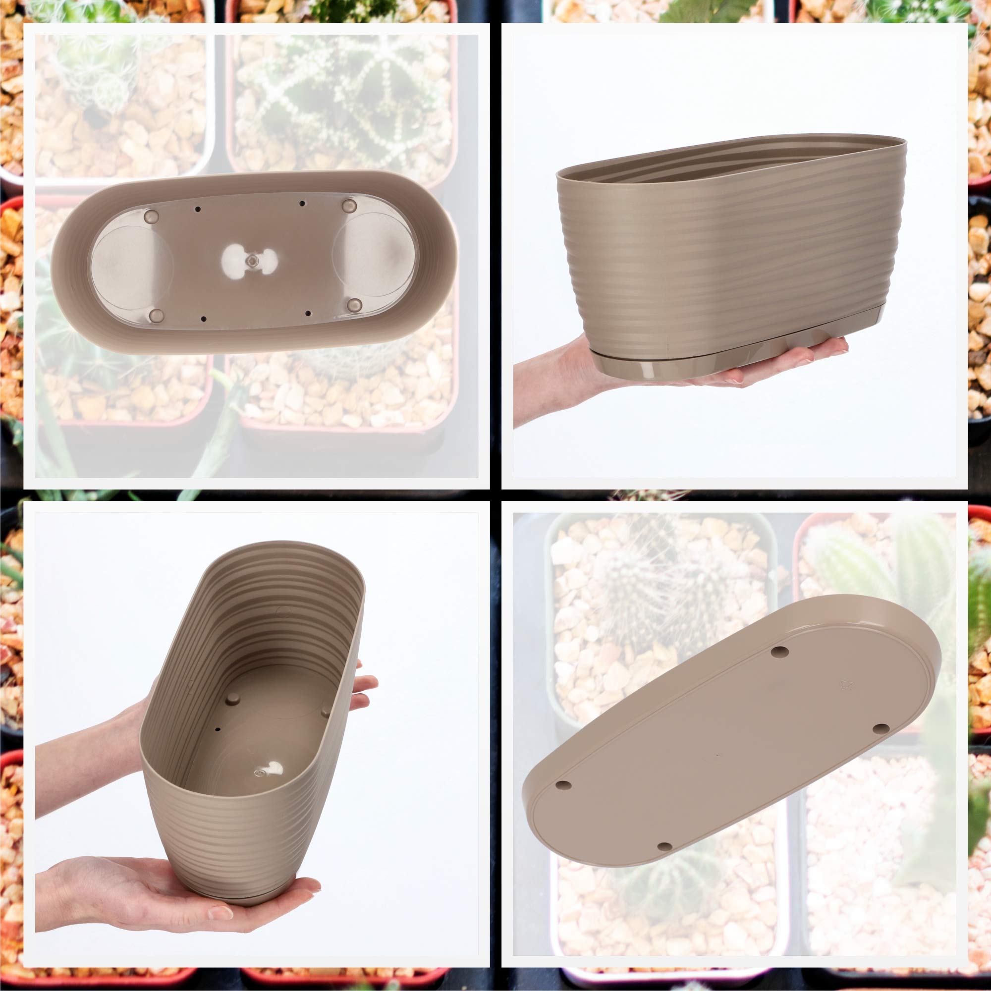 Pot De Fleurs Avec Soucoupe KADAX 15cm - Design Ondulé Beige Intérieur