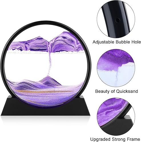 Miniatura 3 de Herecanli Imagen de Arte de Arena en Movimiento - Decoración de Pintura de Arena Movediza 3D - Paisaje de Arena 3D de Mar Profundo en Vidrio Redondo