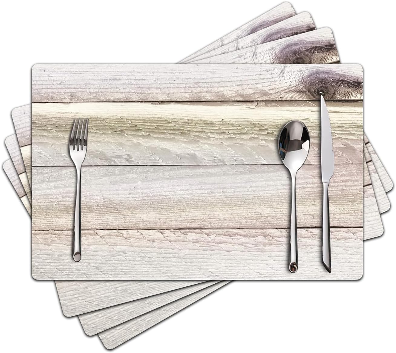 Farmhouse Placemats set of 4 Driftwood Faux Leather Heat Resistant Placemat for