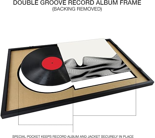 Miniatura 5 de MCS Marco de álbum de discos de doble ranura con alfombrilla inferior negra, negro, 16.5 x 25 pulgadas