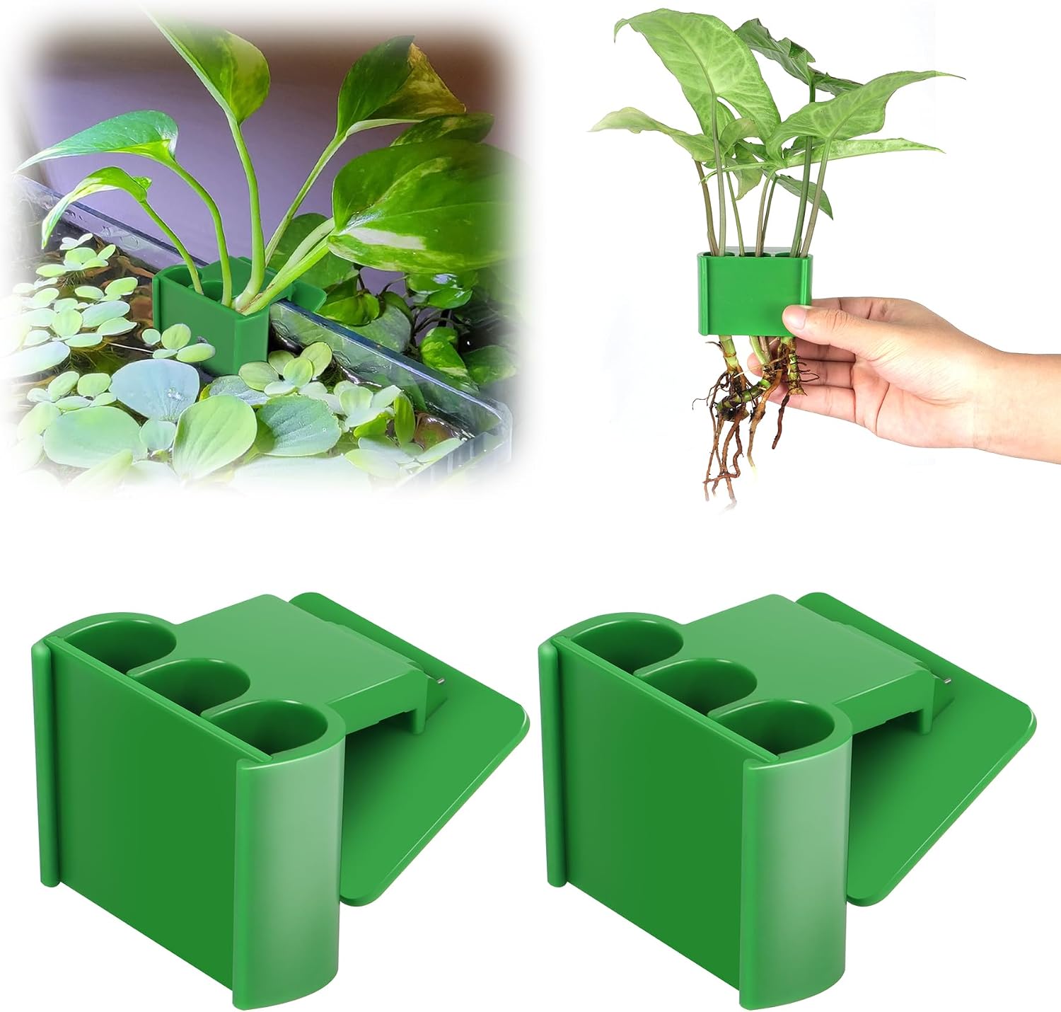 2 Pk Upgraded Aquarium Plant Holder, Hanging Aquarium Plant Holder with Clip, Suitable for Fish Tank Plant Potting, Aquarium Decoration