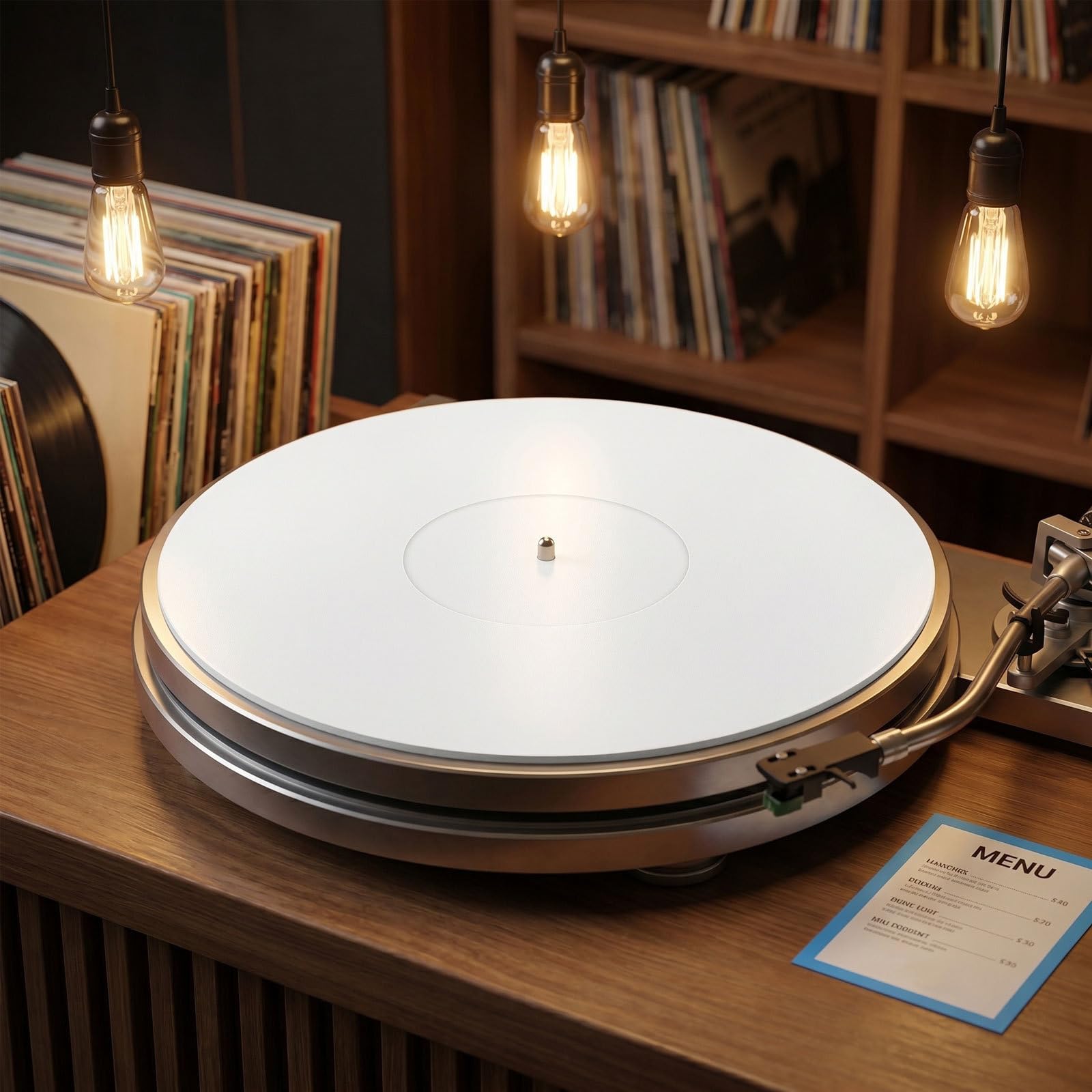 2 Pezzi Tappetino per Giradischi Acrilico Bianco Antistatico e Resistente per Dj e Appassionati di Musica Elettronica
