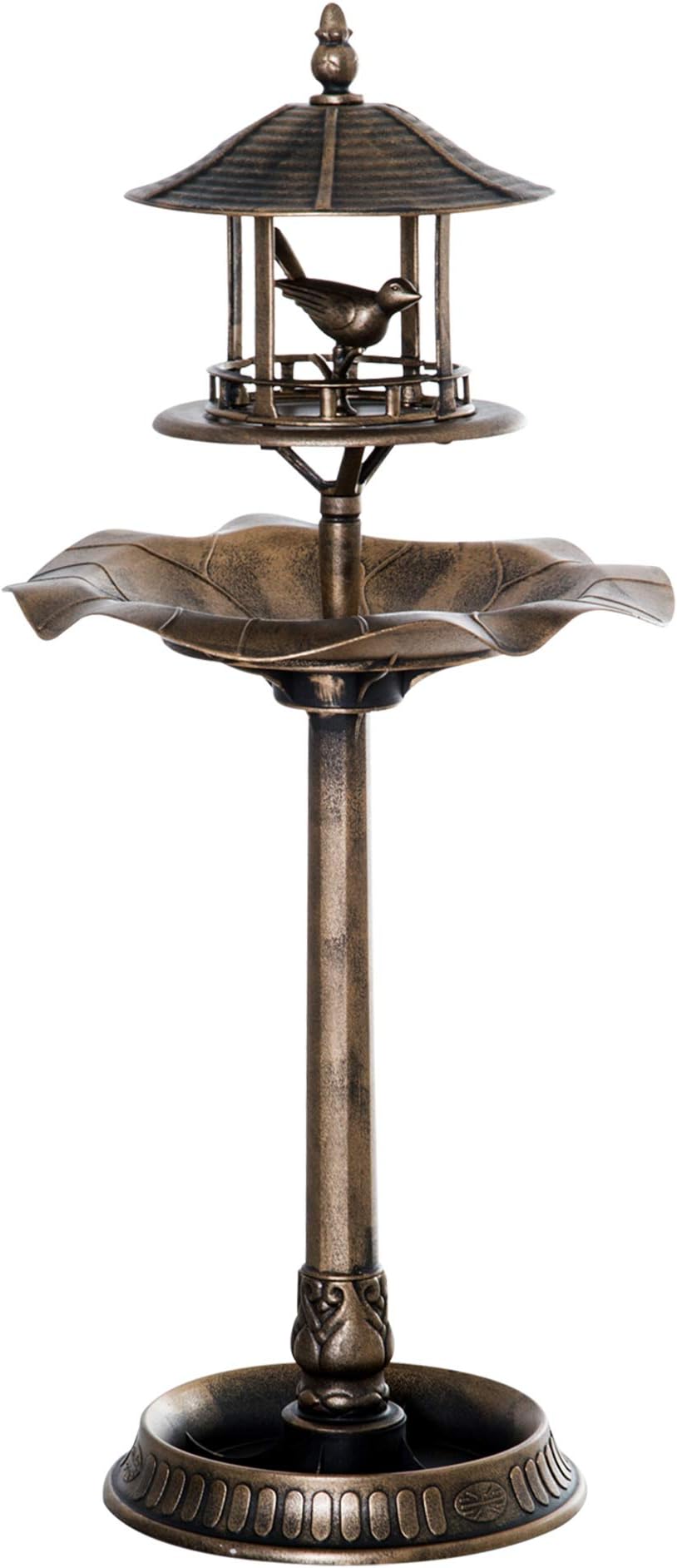 Outsunny Vogeltränke, Vogelbad, 113 cm Höhe Vogelbecken mit Blumenkübel