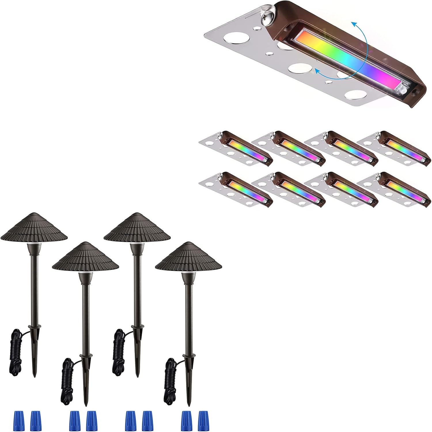 LEONLITE LED Pathway Light Bundle Hardscape Light, 4 Pack 3W AC/DC 12V Low Voltage