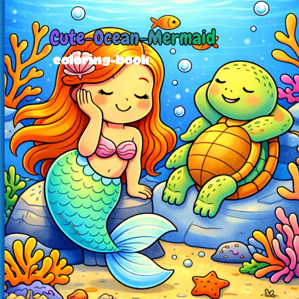 Cute-Ocean-Mermaid: Coloring-Book