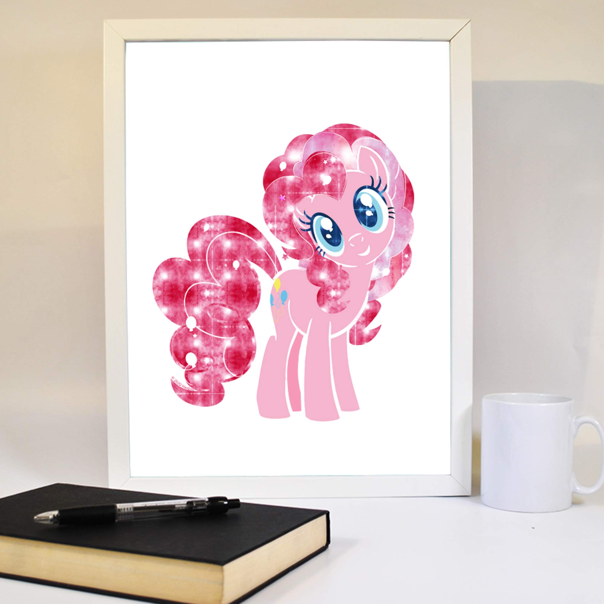 My Little Pony Print - Pinkie Pie Print Kids Bedroom Wall Art Poster (A4 (21cm x 29.7cm), Framed - White)