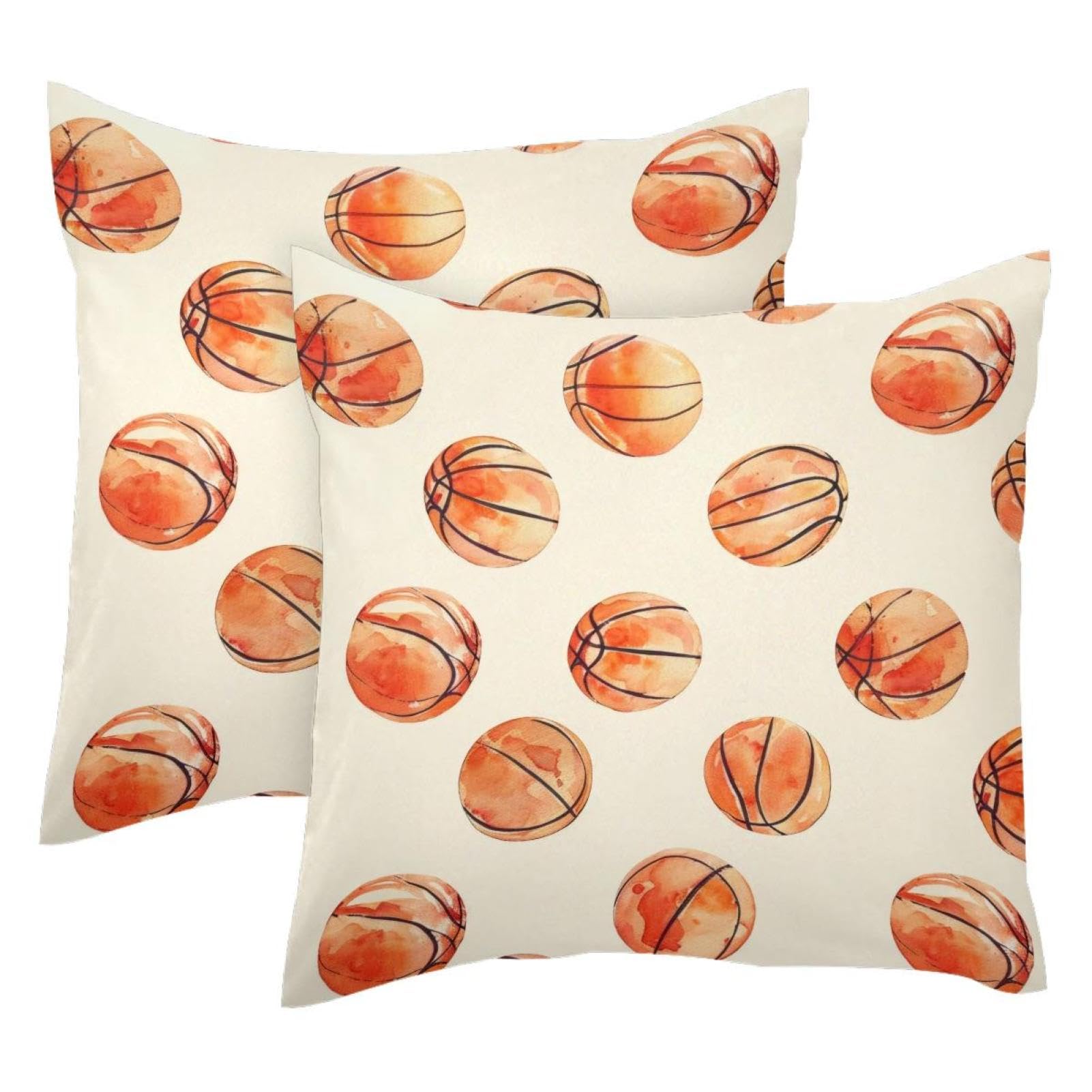Housse de coussin basketball en velours 50x50 pour décorer une chambre d'ado sportive