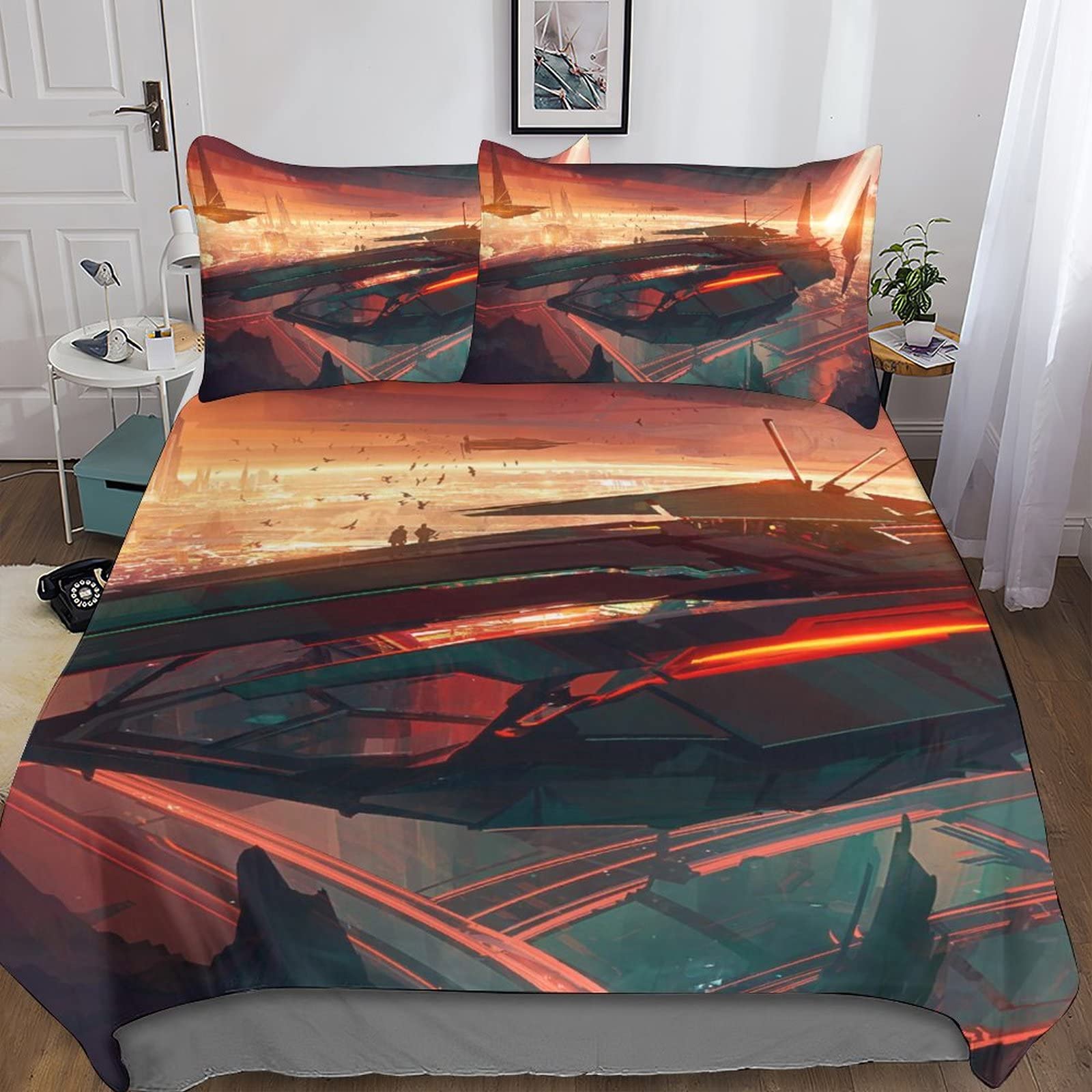 Parure de literie spacecraft 3 pcs housse de couette 220x240 airship