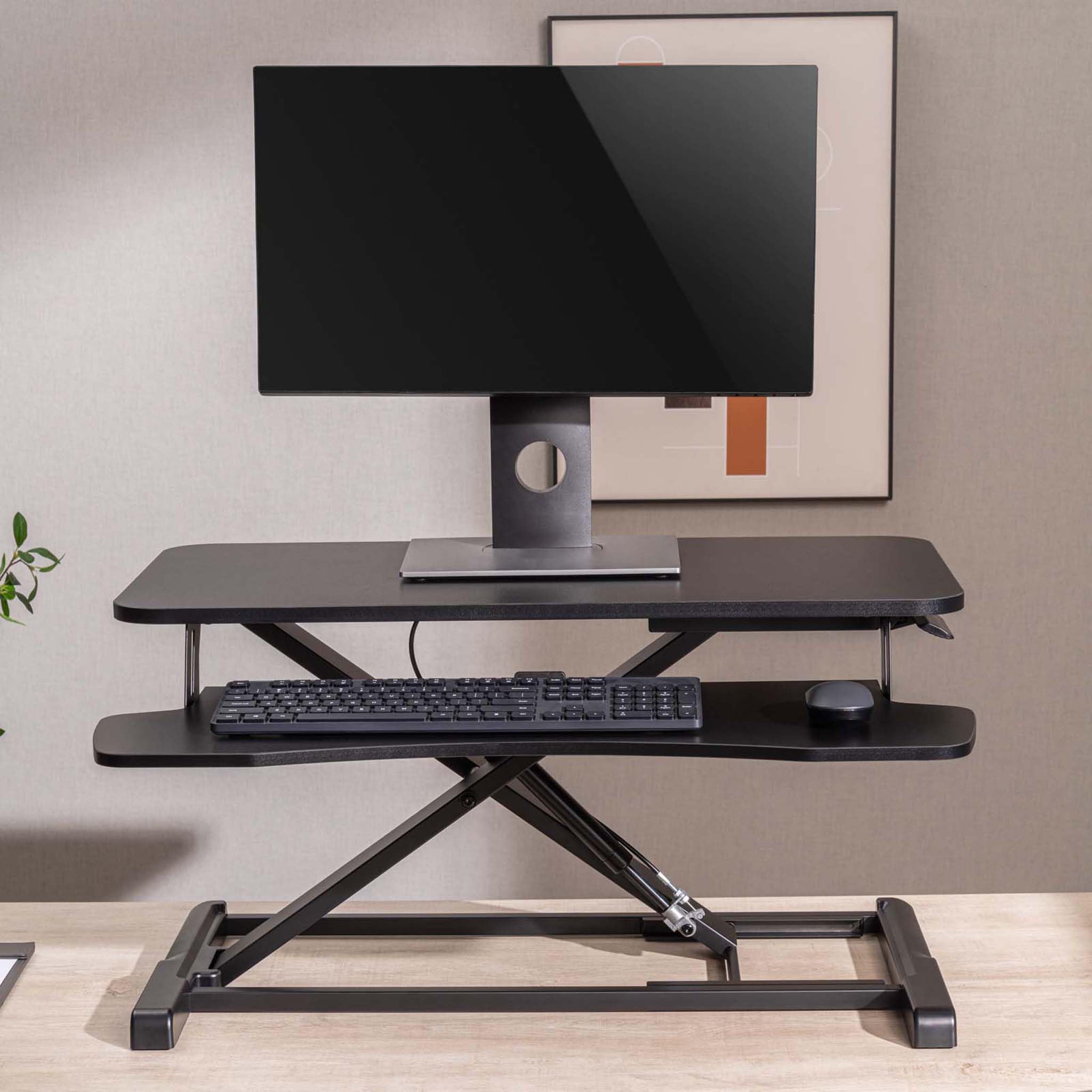 Wiltec Schreibtischaufsatz mit Tastaturablage 80x40cm höhenverstellbares Steh-Sitz-Pult für Monitore