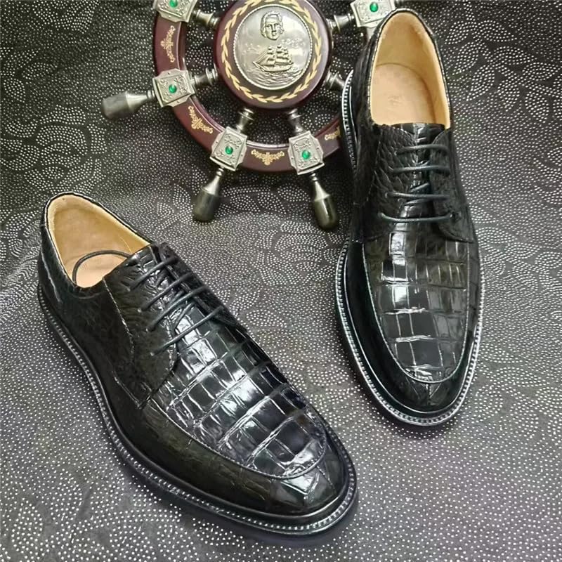 Authentic Crocodile Skin Light Weight Men's Pointed Toe Derby Shoes Genuine Alligator Leather Male Business Lace-up Dress Shoes2