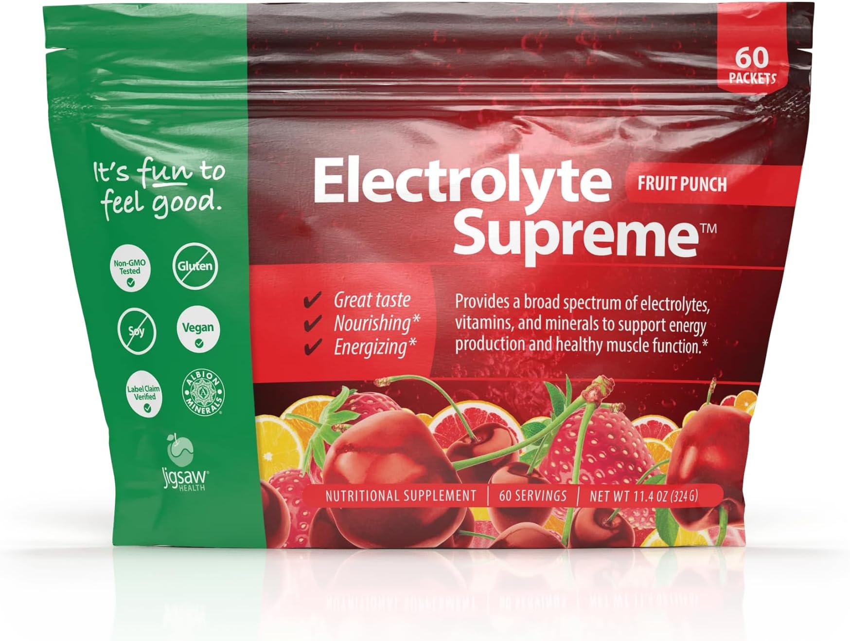 Electrolyte Supreme | Broad Spectrum of Electrolytes + Trace Minerals | Fruit Punch Flavor | 60 Servings (Packets)