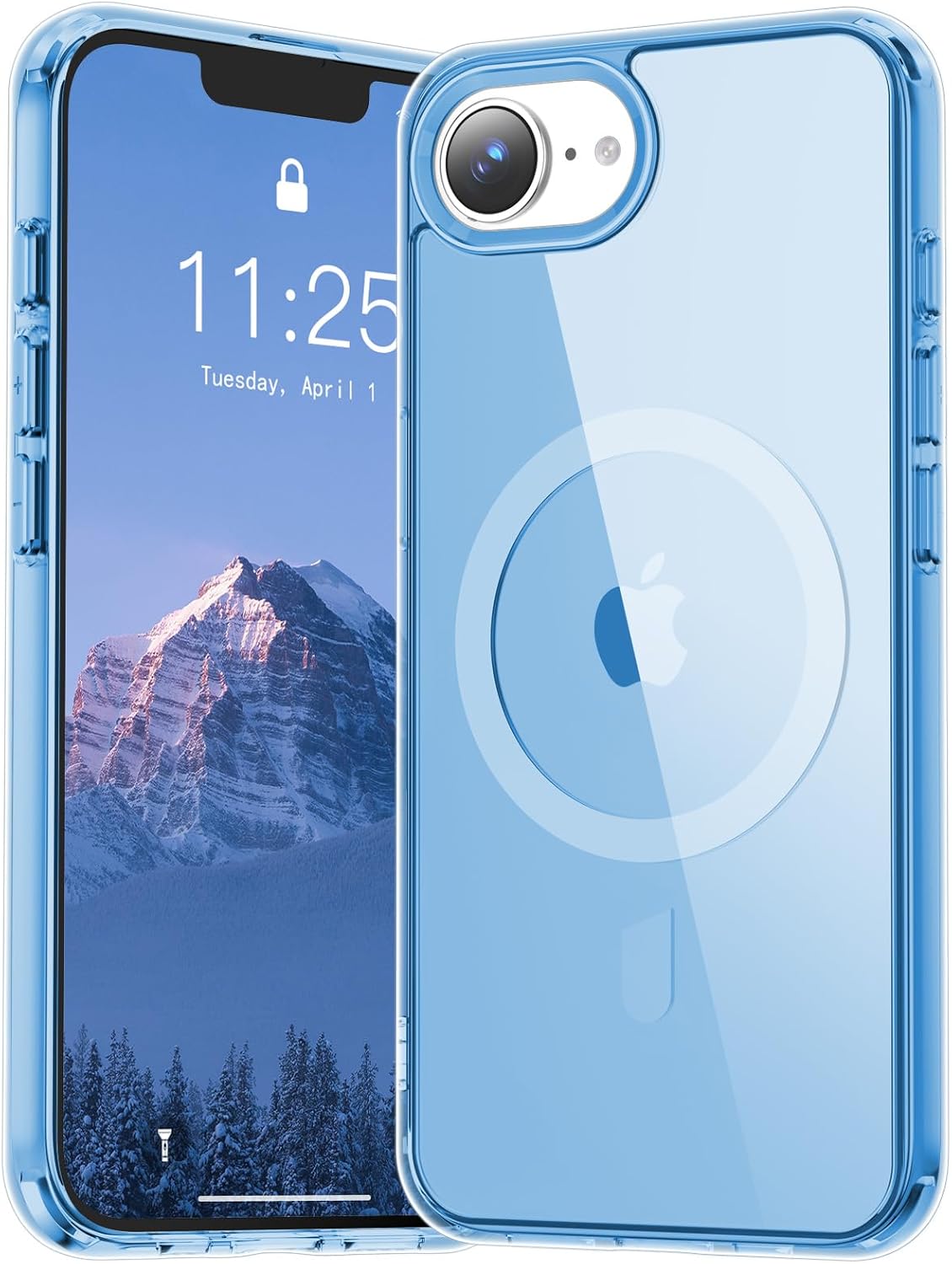 Temdan for iPhone 16e Case Clear, Compatible with Magsafe, Anti-Yellowing, Military-Grade Protection, Shockproof Slim Magnetic Phone Case Cover, Clear Blue