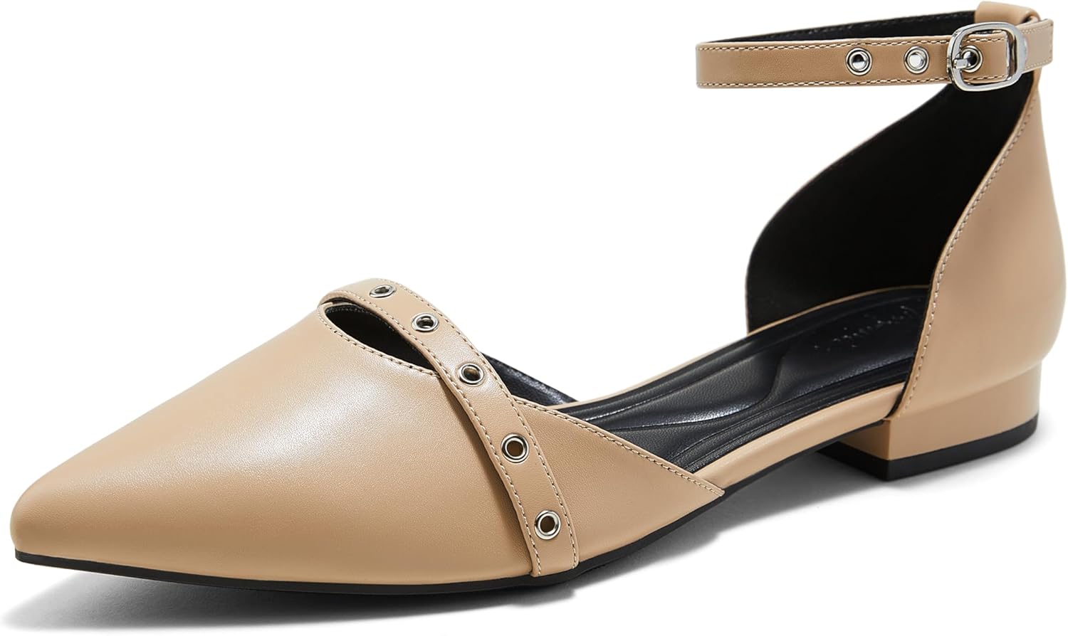 Arromic Pointed Toe Flats for Women Ankle Strap D'Orsay Fashion Comfortable Dressy Shoes