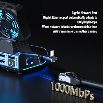 1 Docking Station GO for Steam Deck for ROG Ally X, Dual Cooling Fan, 4 USB Ports, 100W Charging Port, 4K 60Hz HDMI Dock Station