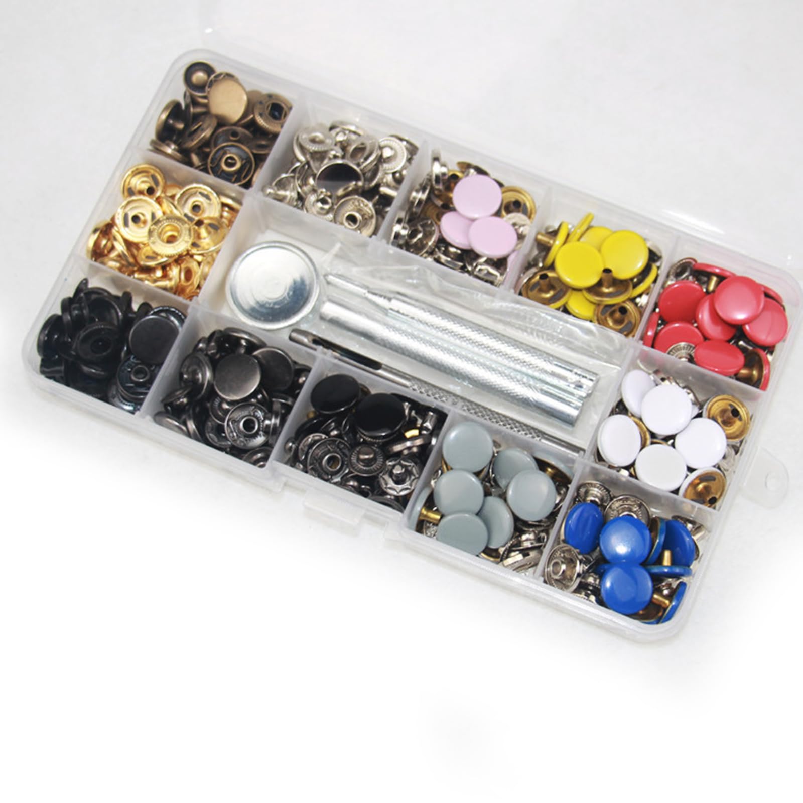 Kit di bottoni a pressione da 12,5 mm, senza bisogno di cucire, bottoni a pressione in metallo rimovibili, bottoni decorativi per vestiti in pelle da 12,5 mm, bottoni a pressione in metallo per