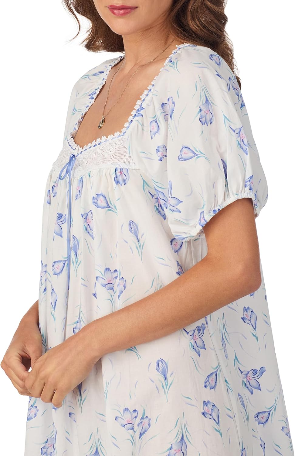 Eileen West Womens Sleepwear & Loungewear - 100% Cotton Woven Lawn Collection - Short Sleeve Lightweight Modern Nightgown - Image 2