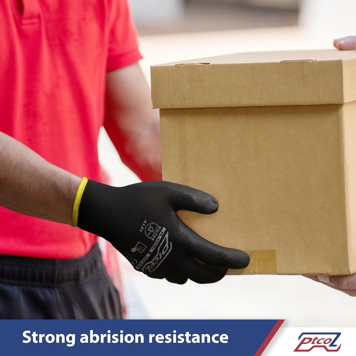 Safety Work Gloves PU Coated for Men and Women-12 Pairs,Black Seamless Knit Glove with Three Fingers Touchscreen,Ideal for General Duty Work (Small) - Image 3