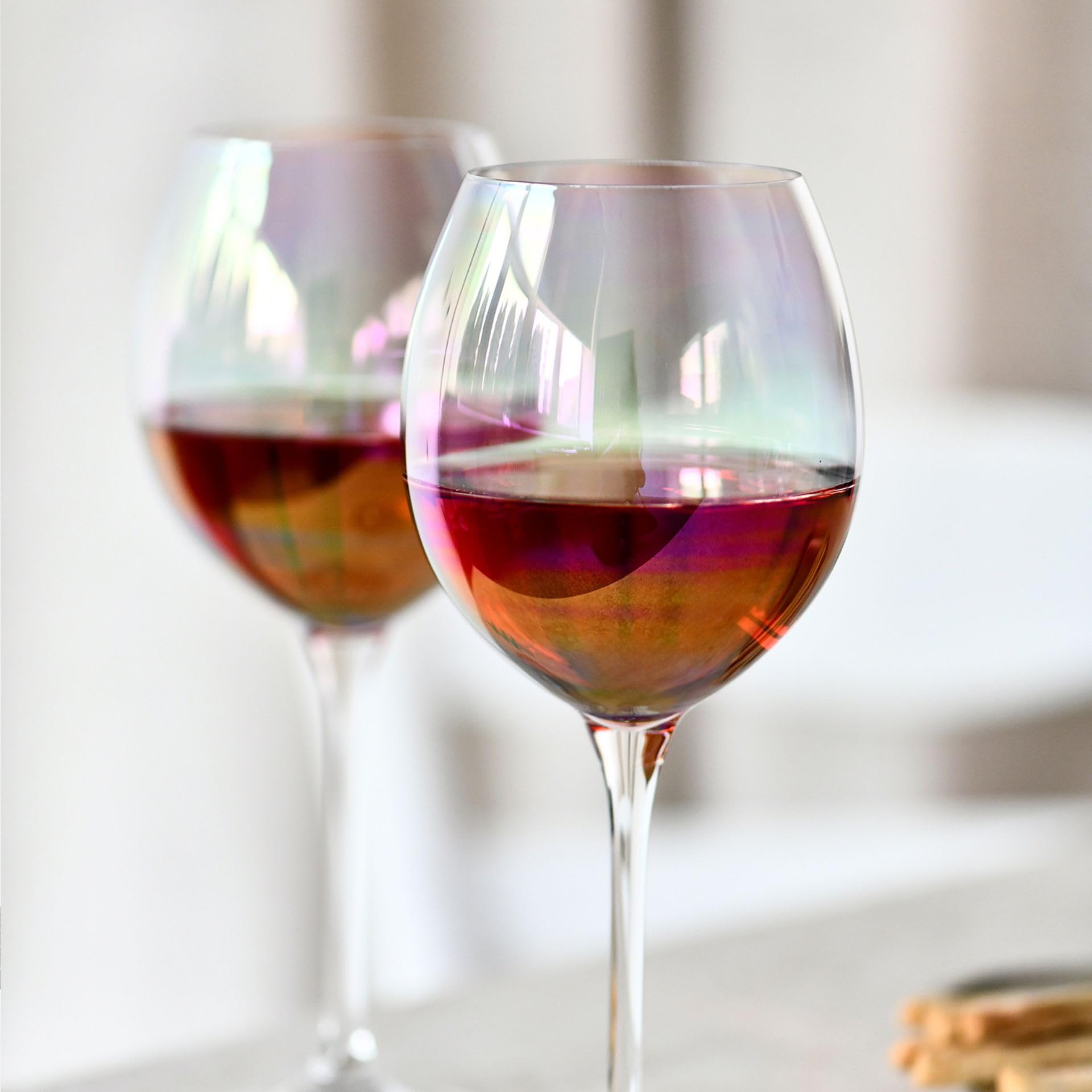 Krosno Venezia Rainbow Calici Vino 380 ml, Set 6 Pezzi, Vetro Cristallo Senza Piombo, Iridescenti Dipinti a Mano, per Vino Rosso e Bianco, Design Unico, Eleganti Idea Regalo