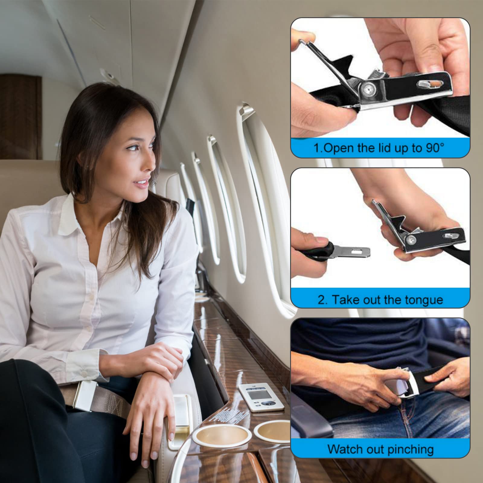 2 Pezzi Prolunga per Cintura di Sicurezza per Aereo, Estensione Universale della Cintura di Sicurezza Regolabile per Aeromobili per Viaggiare Donne Incinte, 20-80 cm