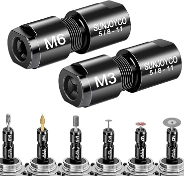 2PCS Angle Grinder Die Grinder Adapter 5/8"-11 Thread to 1/4" 6mm & 1/8" 3mm Collet Chuck Heavy Duty Extension Connecting Rod for Rotary Burr Carving Wood Metal Polishing