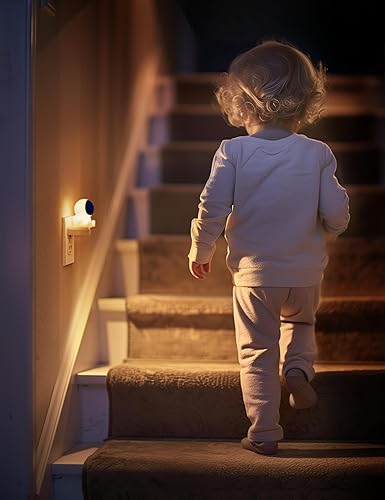 Miniatura 6 de L LOHAS LED Luz nocturna para niños, luz nocturna espacial 3D enchufable, luces nocturnas de guardería del atardecer al amanecer, RGB + blanco suave