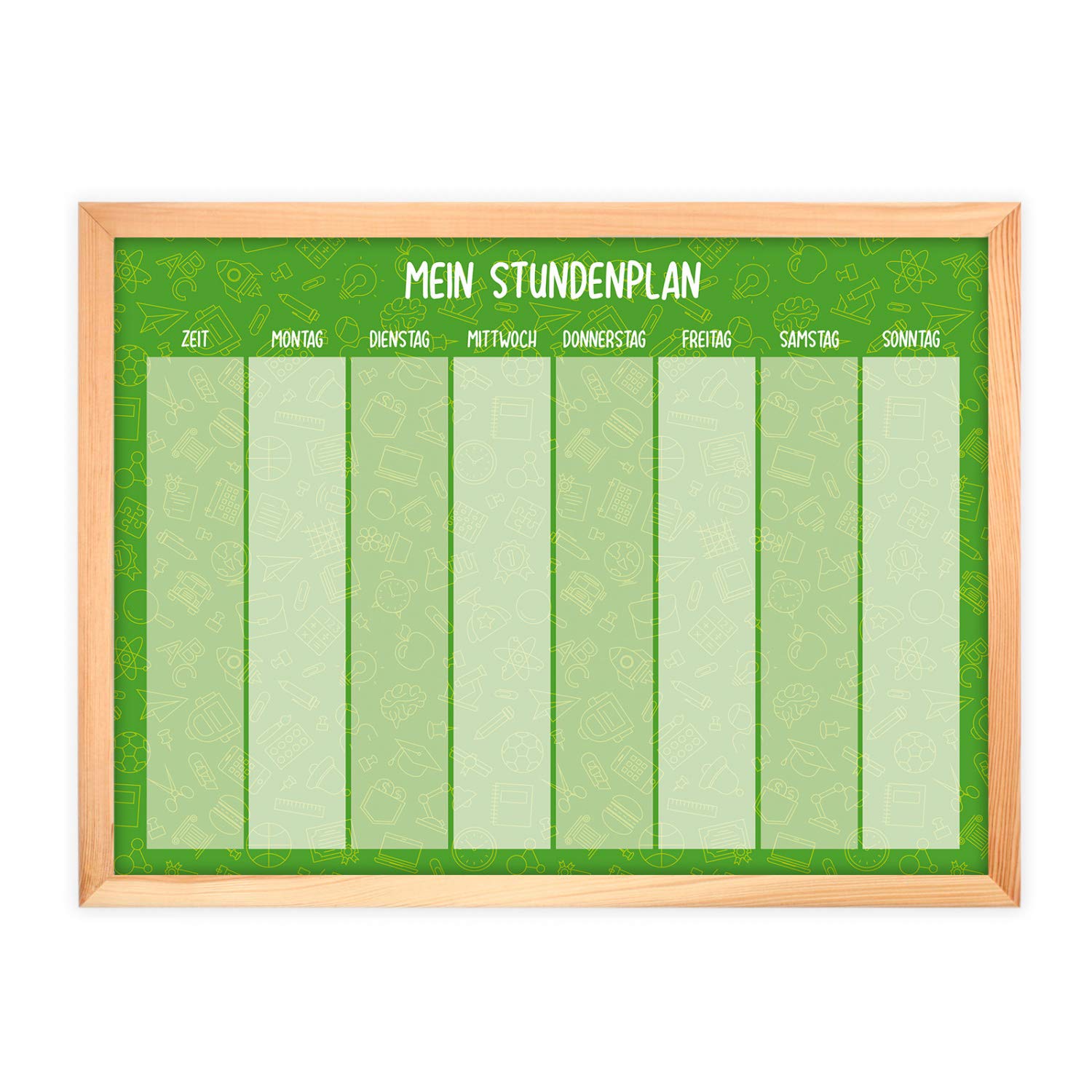 Magnetischer Stundenplan grün 90 Magneten Stift abwischbar Wochenplaner Schule 40 x 30 cm