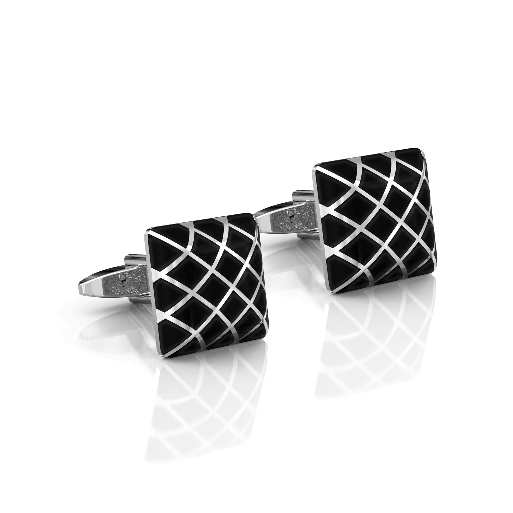 DUVERNET Gemelli di Lusso Blu Reale per Uomo - Affari - Abito - Class & Chic per Matrimonio - Idea Regalo Gemelli per Camicia - Cura (4X Stainless Steel)