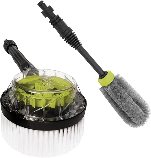 Sun Joe Car Cleaning Accessory Kit for Pressure Washer SPX Series with Wheel Rim Rotary Wash Brushes for Auto and Outdoor Surfaces, Green, SPX-CCK