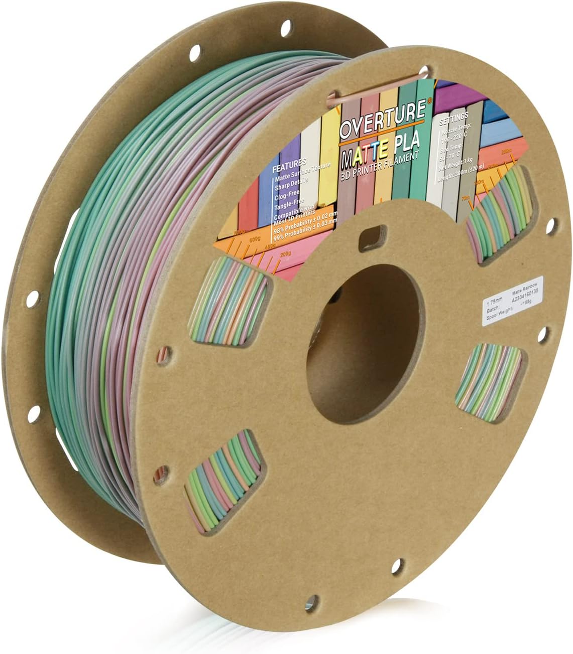 OVERTURE PLA Filament Matte PLA 1.75mm, Matte PLA Filament Roll 1kg