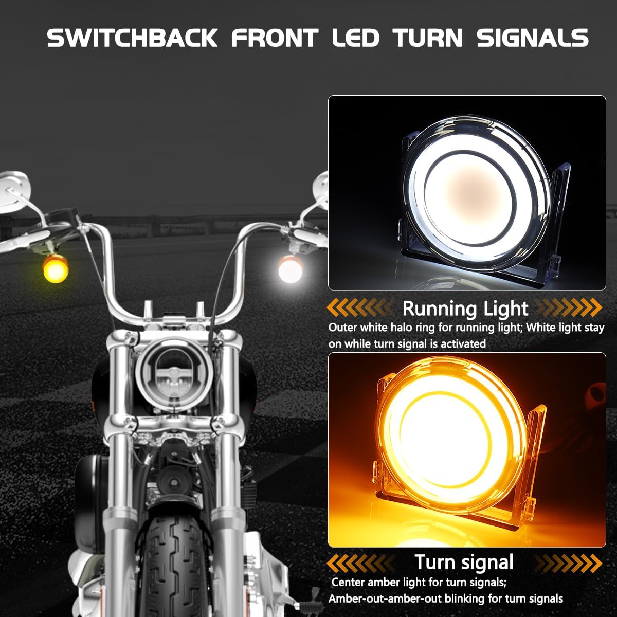 Diffusion 1157 Front LED Turn Signals, 2 Inch Bullet Running Light Compatible with Harley Touring Street Bob Road King Fat Boy Street Glide softail