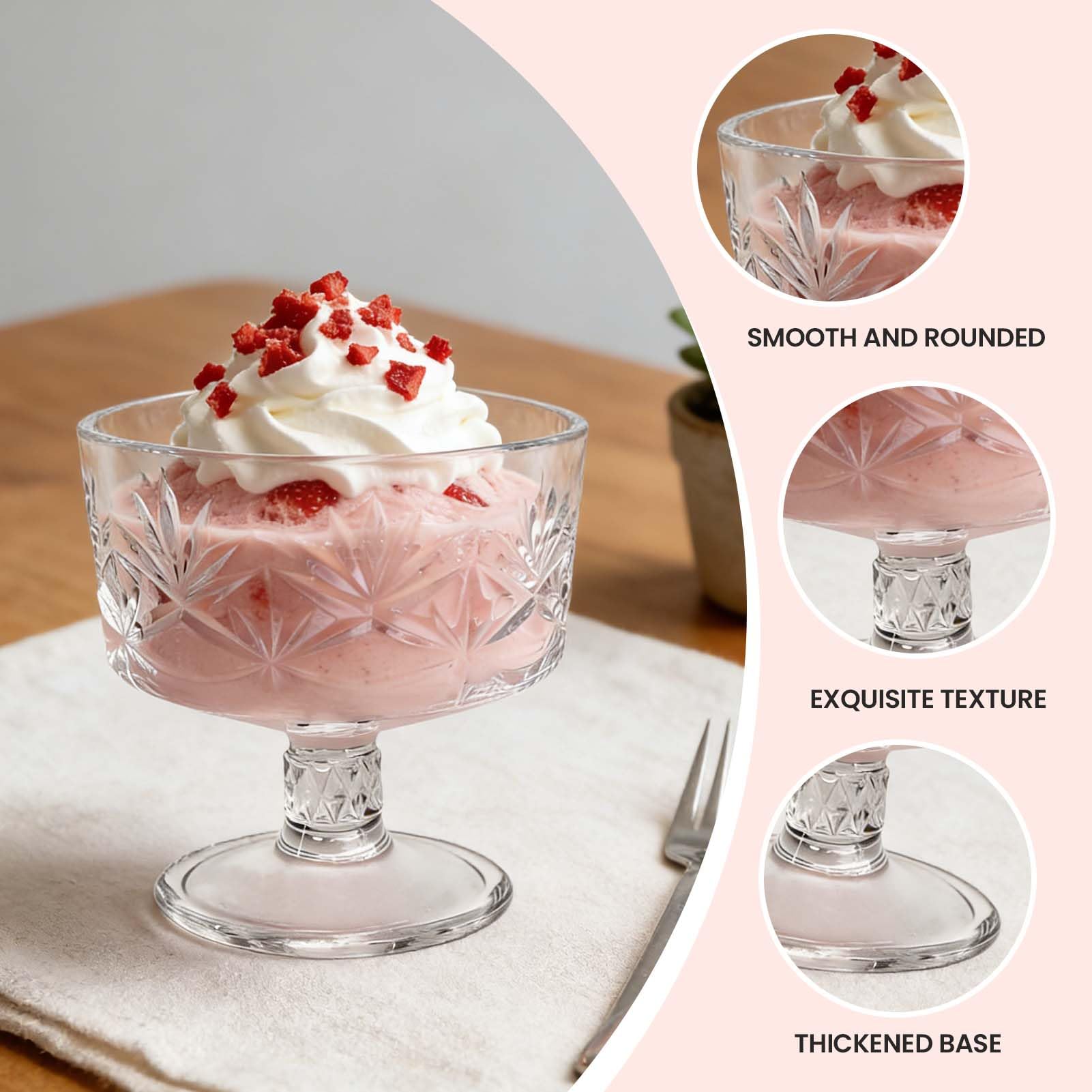 SIGONE 6 ciotole da dessert in vetro da 315 ml, lavabili in lavastoviglie, versatili ciotole da portata per budino, gelato e snack