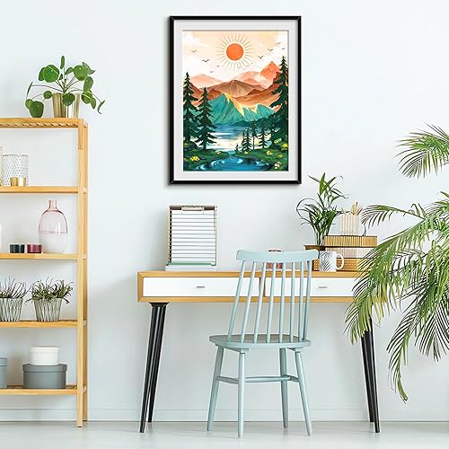 Miniatura 58 de Yunnuo Kits de arte de diamantes para adultos, pintura de diamantes de playa con luz de luna para principiantes, pintura de taladro completo