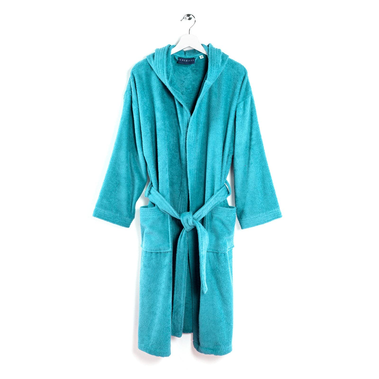 Caleffi - Accappatoio MINORCA per adulti, Donna/Uomo/Unisex con Cappuccio, in Spugna 100% morbido Cotone idrofilo 400gsm, Lavabile in Lavatrice 40° + Asciugatrice, Taglia 3XL Colore ANTRACITE