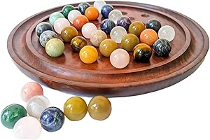 Vintage Handmade Solitaire 12-inch Board Game for Marble Enthusiasts