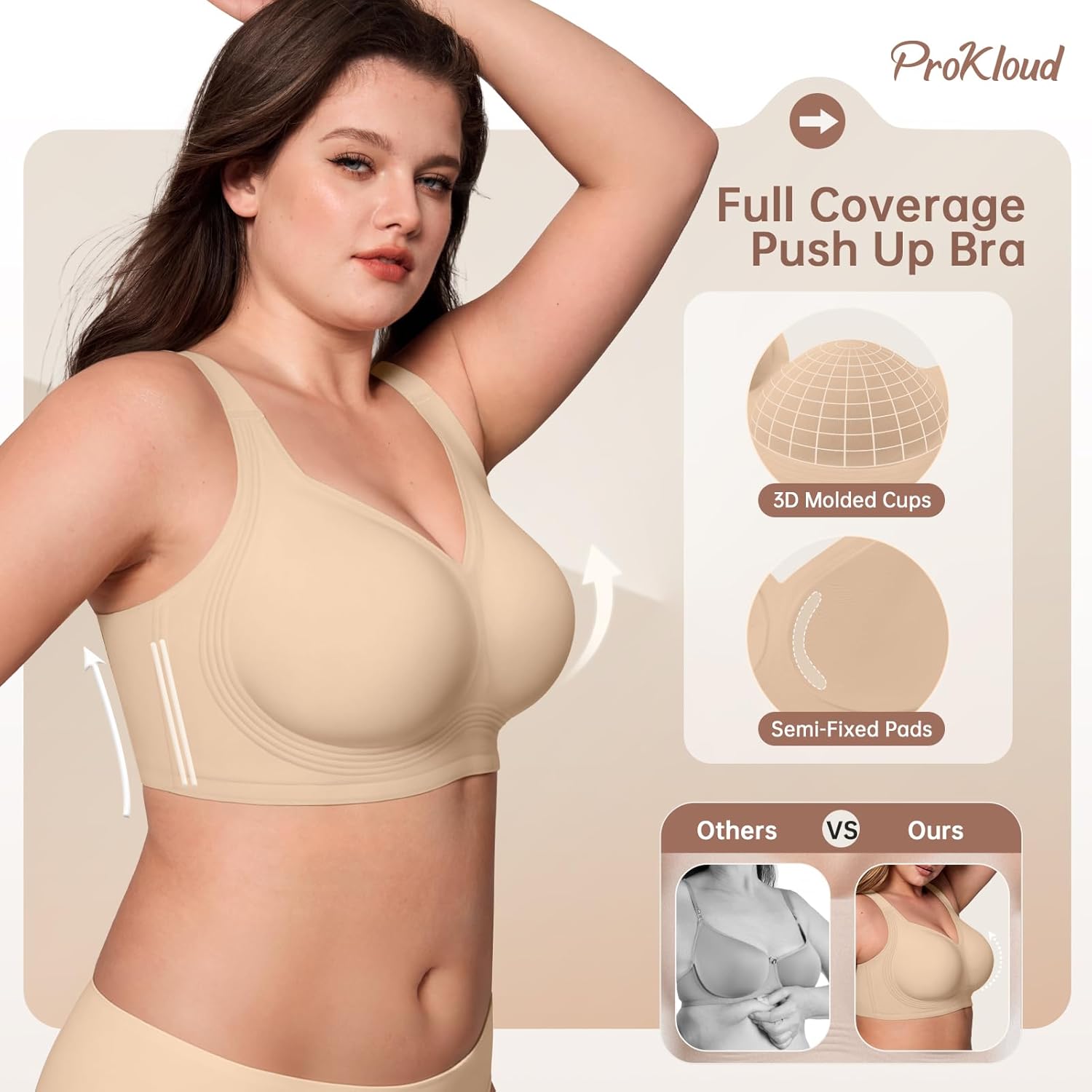 Jelly Bras for Women No Underwire Wireless Bra with Support and Lift Full Coverage Plus Size Comfy Seamless Bra - Image 3