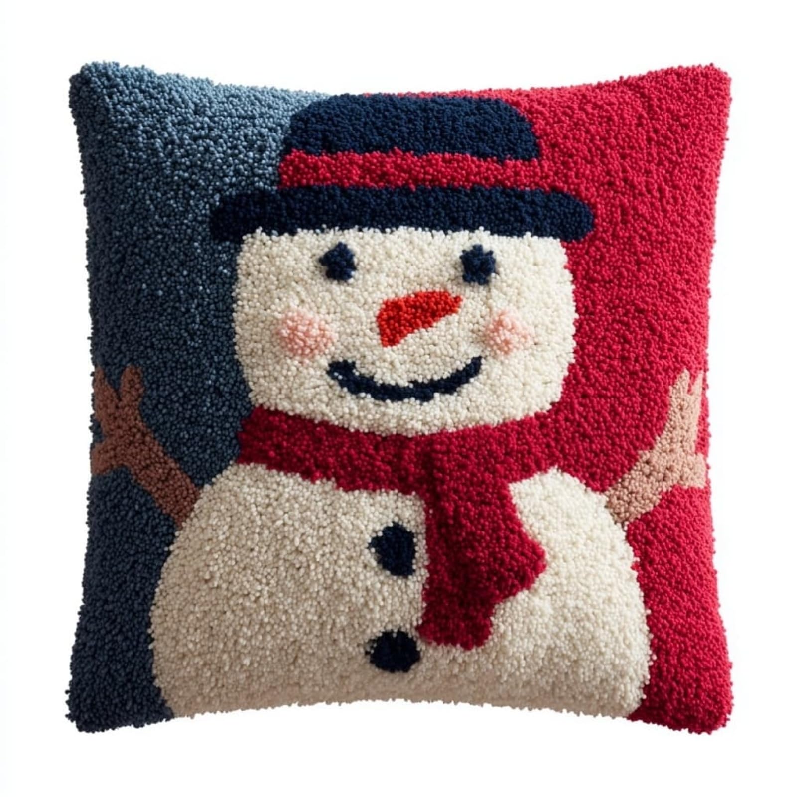 AxiangziK Latch Hook Kits for Adults Beginners 17x17in,Cute Snowman Creative Latch Hook Pillow Kit with Preprinted Canvas for Home Decoration and Present 43x43cm