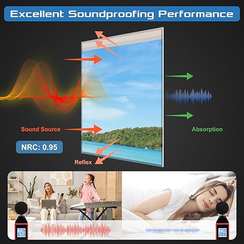 Miniatura 63 de Paquete de 8 paneles acústicos artísticos de espuma a prueba de sonido para paredes, paneles decorativos absorbentes de sonido de 48 x 32 pulgadas