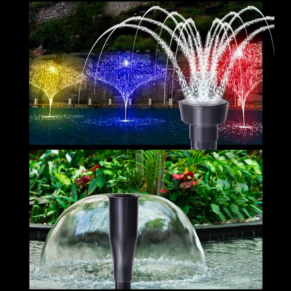 Kit ugelli Pompa per Stagno da 8 Pezzi Kit Testa ugello per Fontana da Giardino in plastica Set Testa a Cascata Kit Testa ugello Piccola Fontana (Nero)