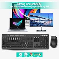Vista 9 de Combo de teclado y mouse inalámbricos, EarlyLit 2.4G ergonómico de tamaño completo, mouse y teclado USB inalámbricos, 12 teclas de acceso directo