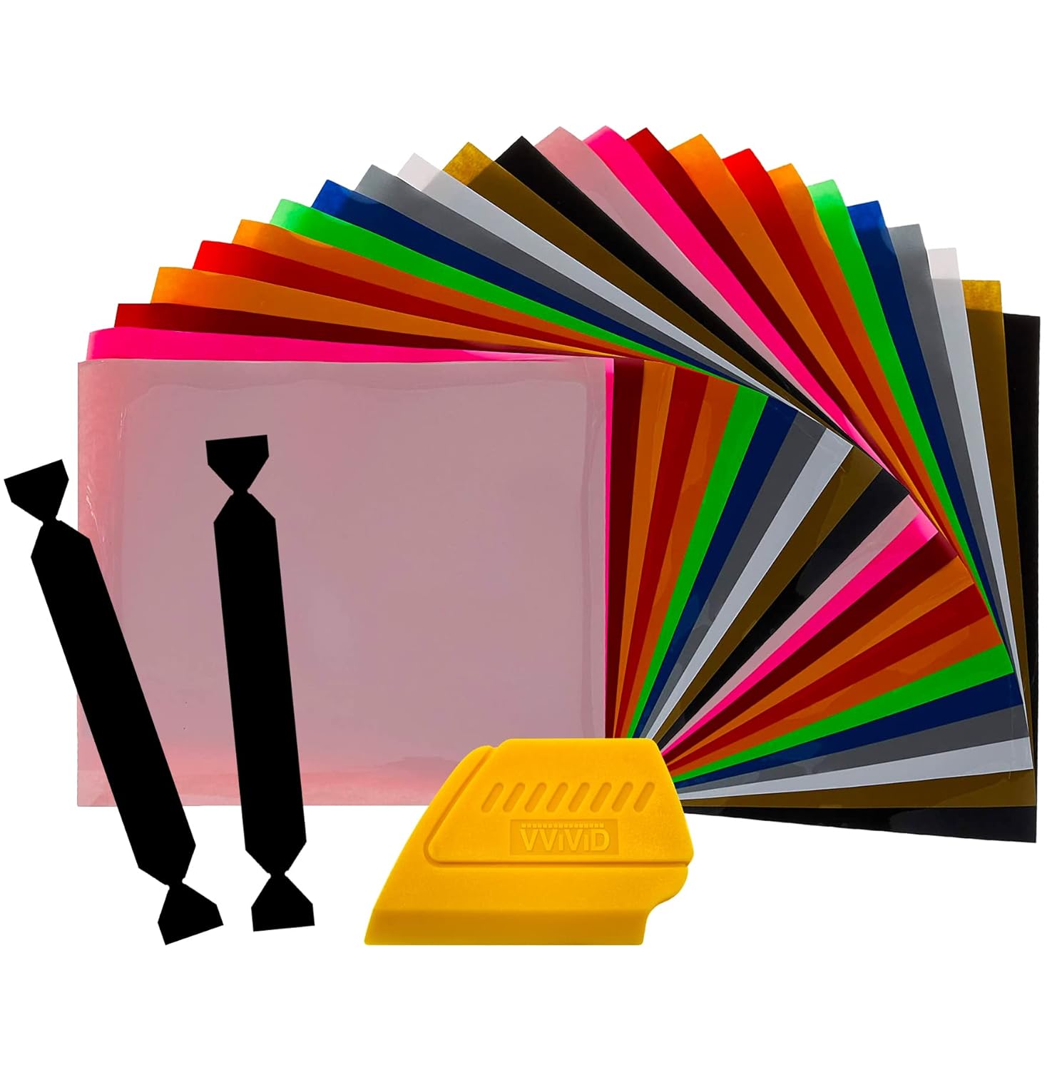 Siser Heat Transfer Vinyl, 12 x 15 Inch 12-Color x2 ROLL Starter Bundle Plus Vinyl Wrap Toolkit Including Yellow Detailer Squeegee & 2X BlackFelt Edges (24 Total Rolls 12 Color Bundle x2 w/Tools)
