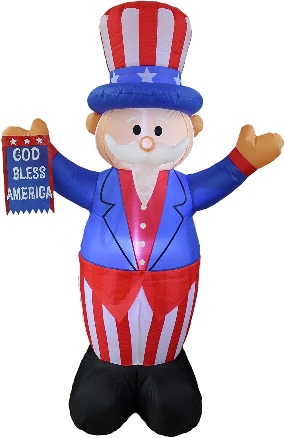 Two Patriotic and Birthday Party Decorations Bundle, Includes 6 Foot Tall Independence Day Inflatable Uncle Sam with God Bless USA Flag, and 6 Foot Tall Inflatable Happy Birthday Cake with 4 Candles