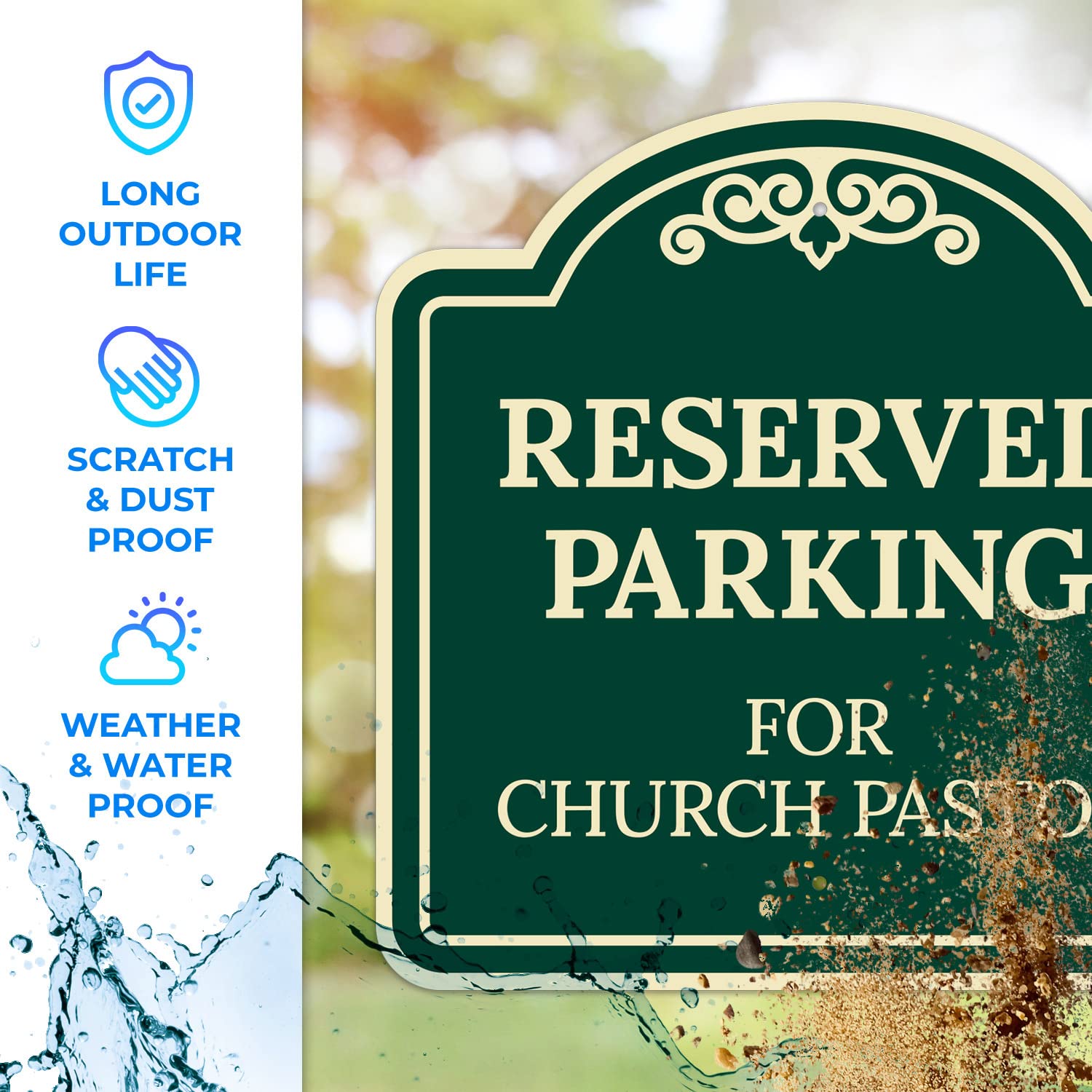 Reserved Parking for Church Pastor Décor Sign, Green Dark, 24x24 Inches, ACM, Fade Resistant, Made in USA by Sigo Signs
