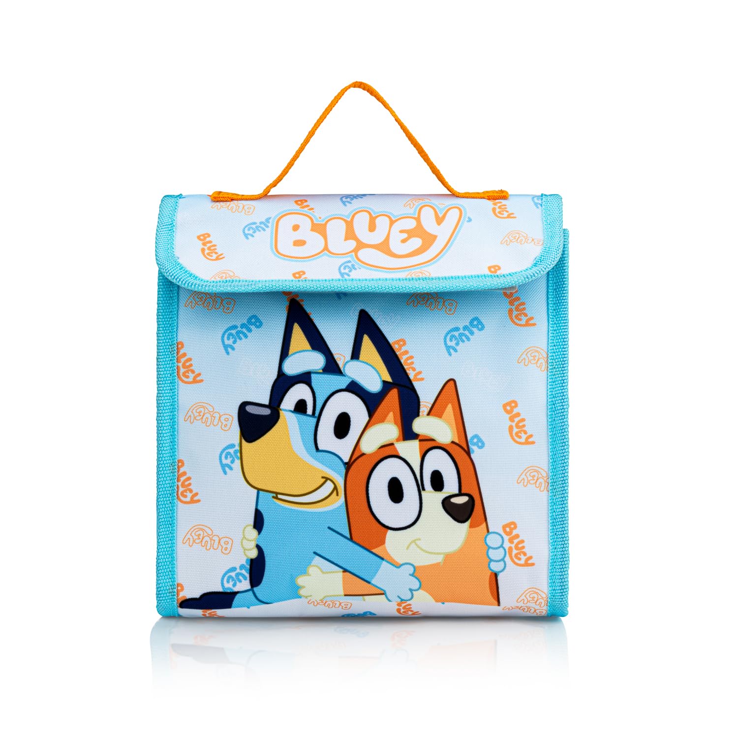 Bluey Ensemble sac à dos 4 pièces avec sac à déjeuner, bouteille d'eau et trousse à crayons, cartable pour garçons avec poche kangourou et côté en maille, pour enfants de 2 à 7 ans